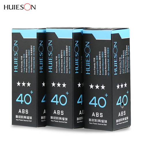 Huisheng New Materials ABS three-star table tennis 3-piece boxed professional training and competition balls with printable LOGO