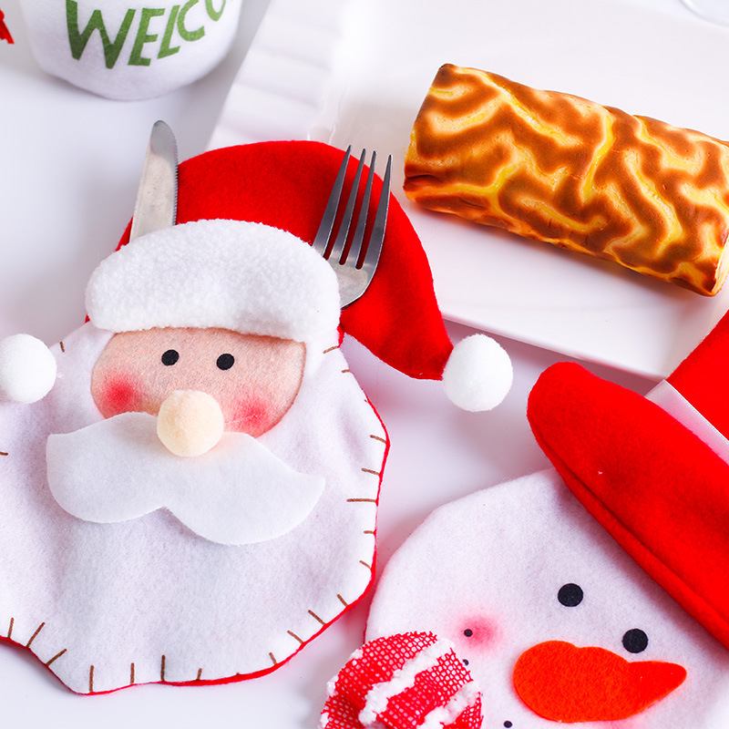 Décorations de Noël Ensembles de couteaux et fourchettes créatifs de dessin animé Ensembles de couteaux et fourchettes d'ambiance de vacances de restaurant_voghion.com