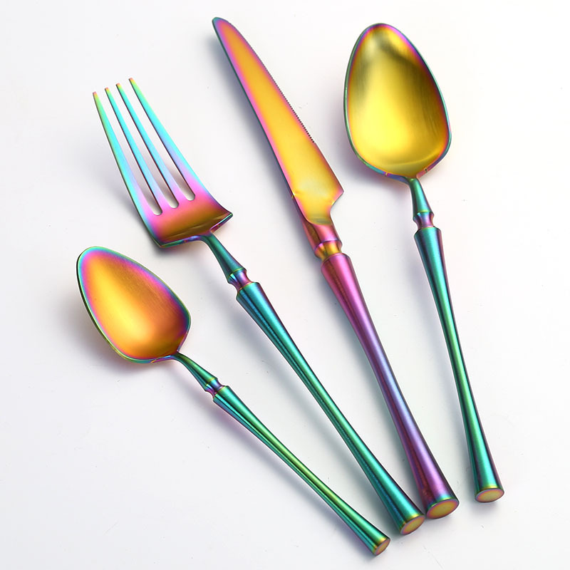 Procesamiento de muestras personalizado de cubiertos de acero inoxidable conjunto de cintura pequeña cuchillo de filete de comida occidental transfronteriza tenedor cuchara logotipo personalizado