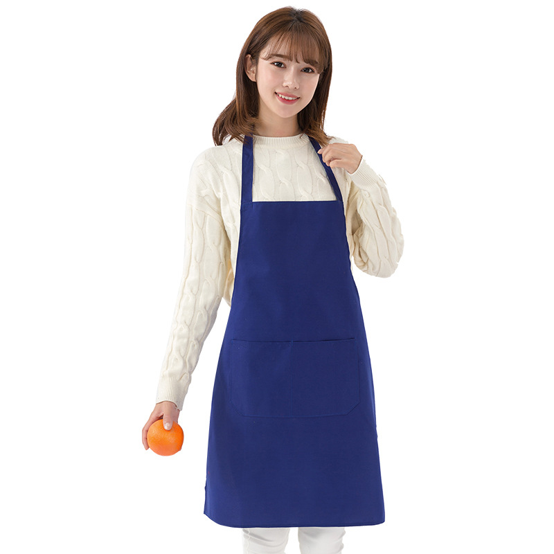 Delantales de cocina de poliéster con logo impreso, resistentes al agua, anti-manchas de aceite, para catering y trabajo, venta directa de fábrica.