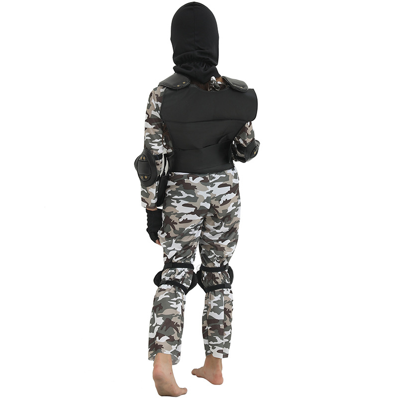 Fabricante en stock anti-terrorista élite niños camuflaje juego ropa Halloween partido etapa props real CS rendimiento ropa