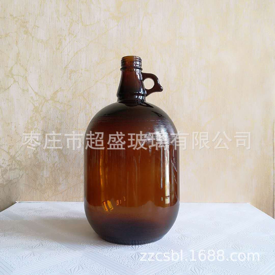 厂家批发销售  4升加州酒瓶玻璃瓶 棕色原色美国加州酒瓶现货销售