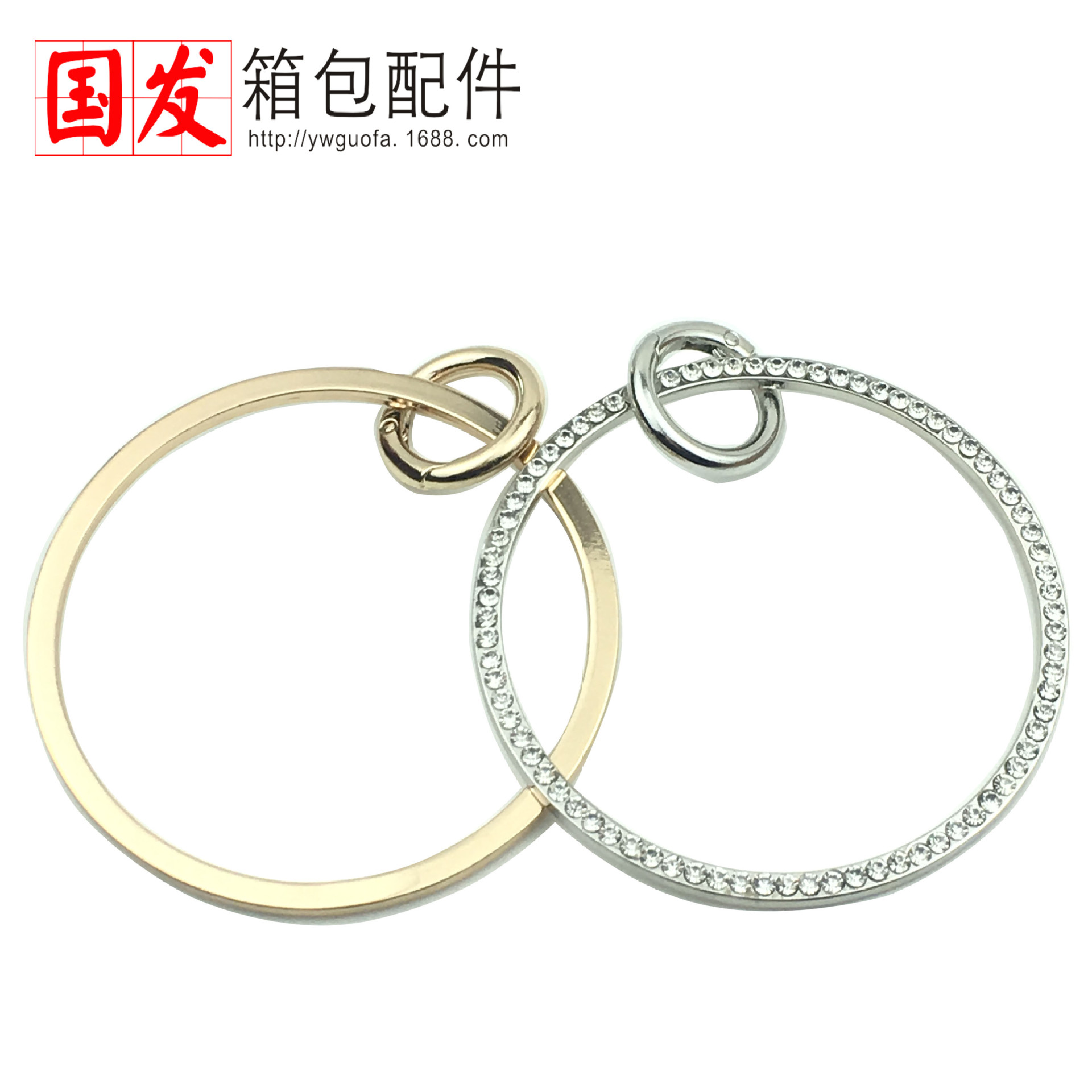 Nuevo: diámetro de 9cm pulsera de perforación redonda oro con botón de bobina círculo accesorios de bolsas DIY portátiles