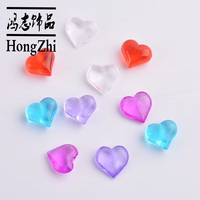 Acrylic diverse plastic double-sided glossy beads heart-shaped