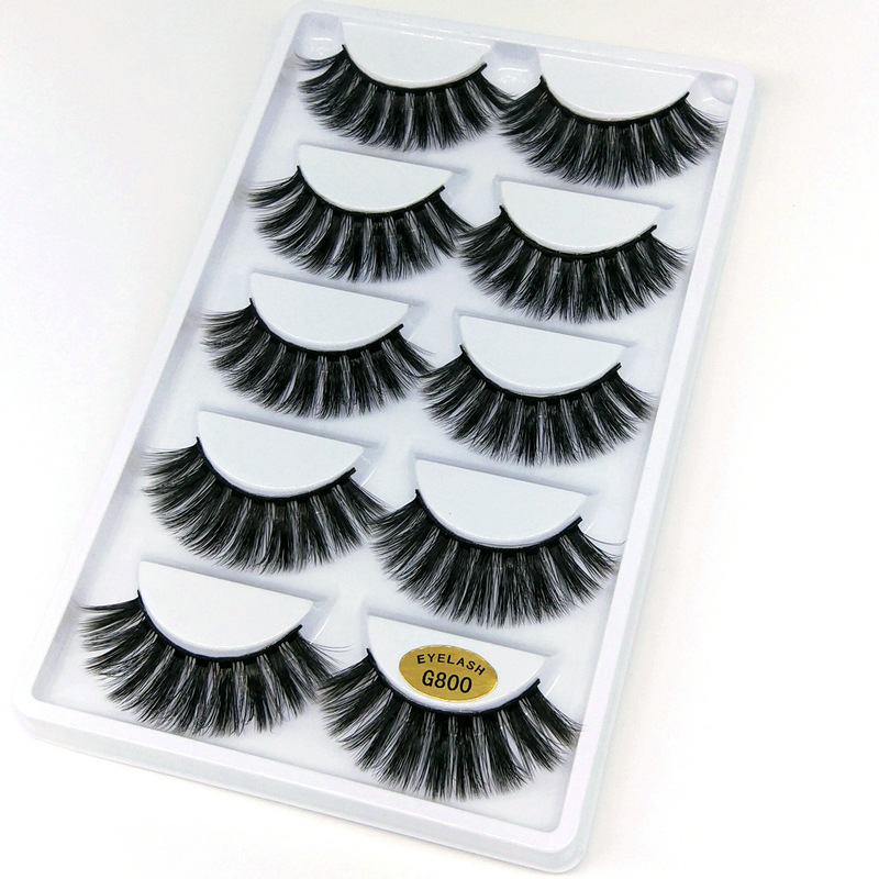 3D Mink False Eyelashes 5 Pairs of Economical Stereo Multi-Layer European and American Eyelashes G800 Cross-Border Supply