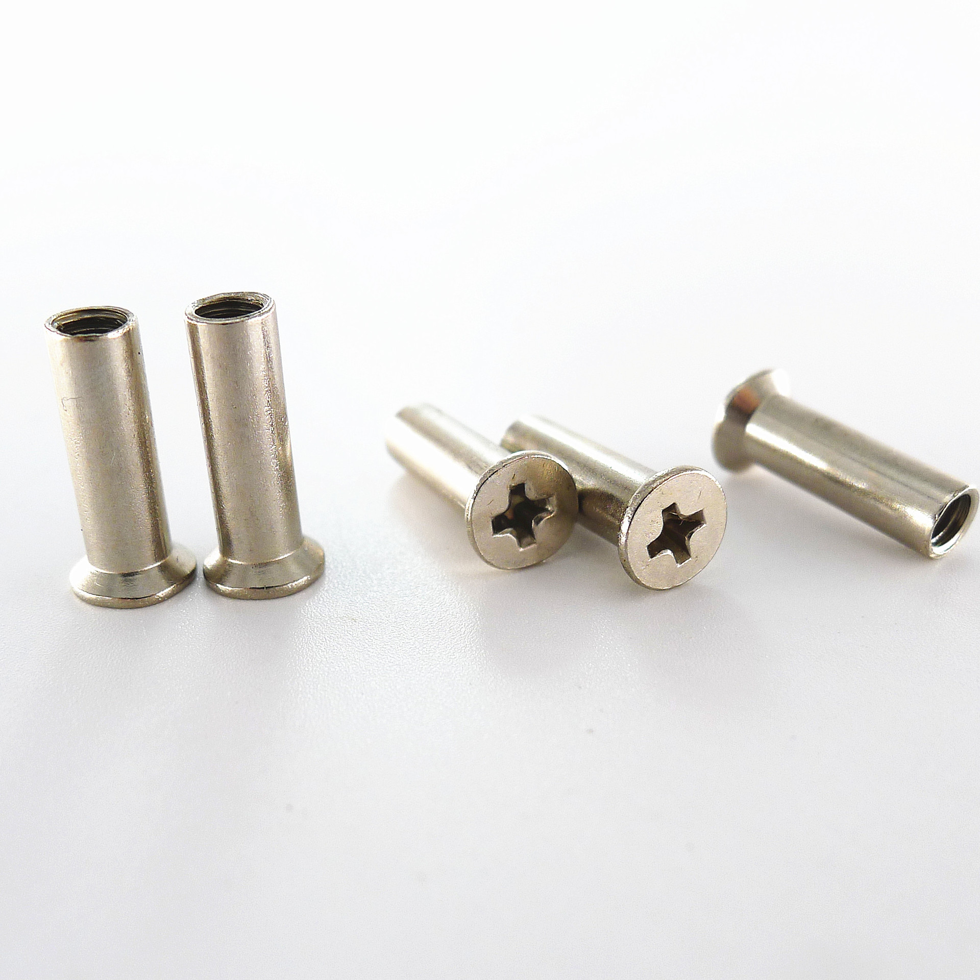 十字锁具螺母 门锁配件对装平头一字对敲分体锁米字沉头对锁螺母