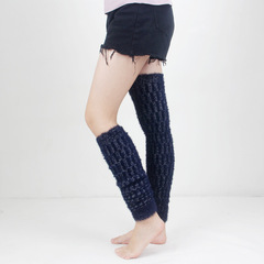 Flocked Silver Fiber Knee-High Leggings Cover Fashion Leg Warmers Japanese Knit Winter Boot Covers for Women Trendy