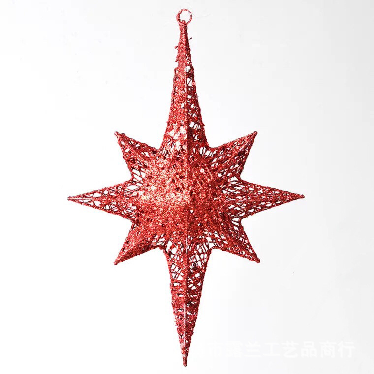 クリスマス装飾品クリスマス鉄芸爆発星立体閃粉八角星デパートのショーウインドー天井美陳装飾|undefined