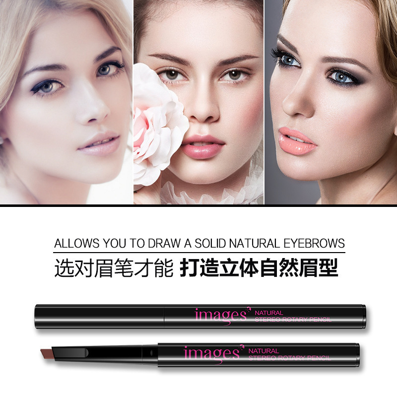 Hermosa imagen, lápiz de cejas giratorio tridimensional natural, impermeable, a prueba de sudor, no fácil de manchar, lápiz de maquillaje, lápiz de cejas, maquillaje al por mayor