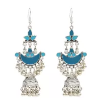 Retro ethnic earrings drop-shaped, classic small bell, boho style