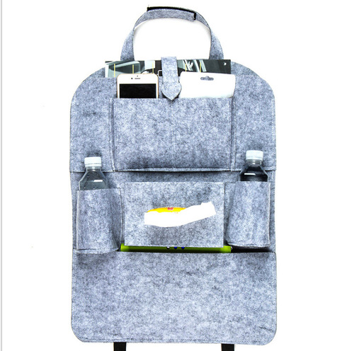 Felt car seat storage bag, seat back bag, water cup holder, car back hanging bag, car storage bag, multifunctional