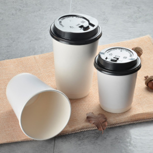 Disposable coffee paper cup advertising paper cup thickened single/double layer hollow milk tea paper cup hot drink cup printing Logo