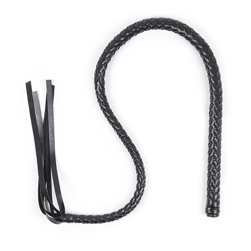 Suministro directo de fábrica, juguetes sexuales SM, látigo de cuero tejido a mano, látigo de entrenamiento, látigo de serpiente totalmente negro, látigo individual, látigo de 120 cm image 4
