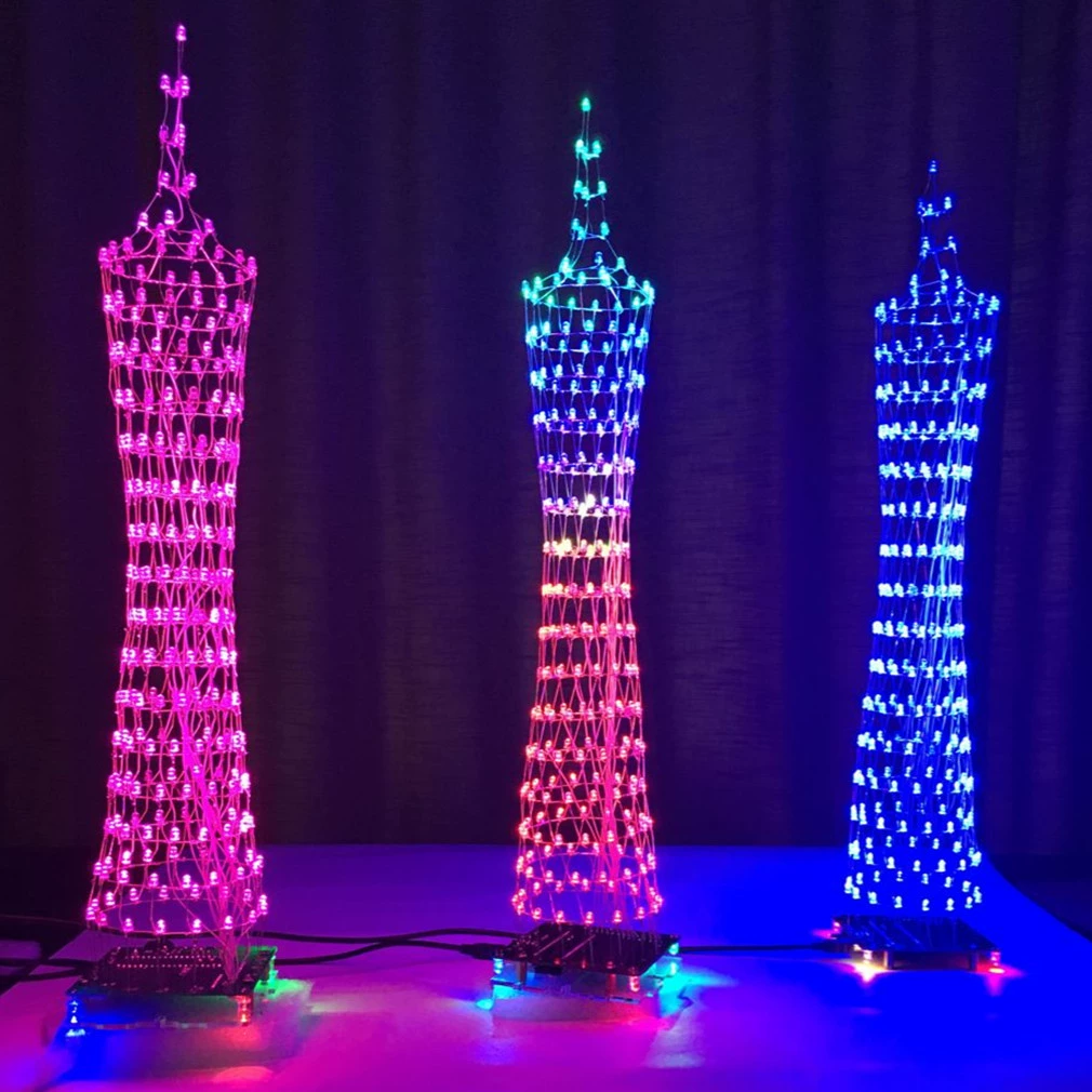 DIY Guangzhou Tower Kit (Guangzhou Xiaoman) — красочный LED музыкальный спектр, USB питание