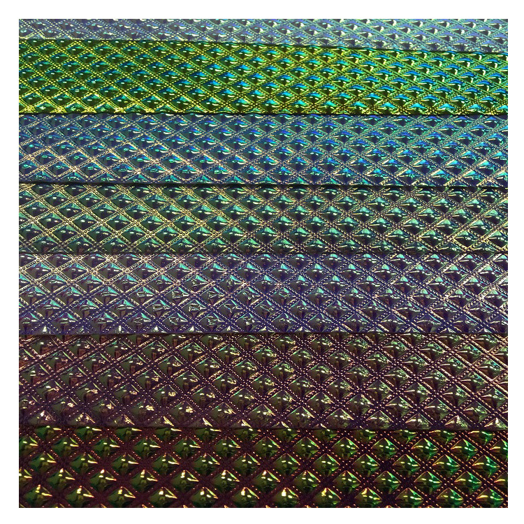 压纹水立方镭射荔枝纹pu镜面皮革面料七彩金属幻彩箱包相册人造革