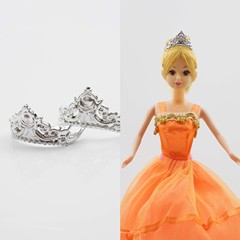 Factory Direct Supply Loose Parts for Cartoon Dolls, Silver Plated Queen Crown Hair Accessories for Cross-Border E-commerce