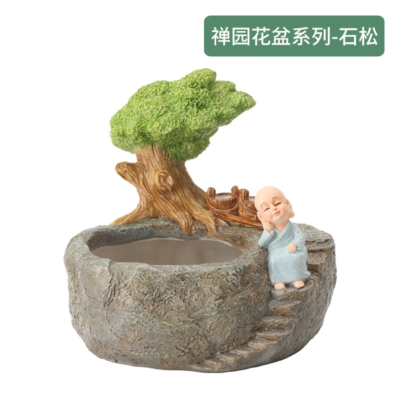 Chậu cây mọng nước resin phong cách đồng quê, chậu mini trang trí văn phòng, ban công và tiểu cảnh (RG-184)