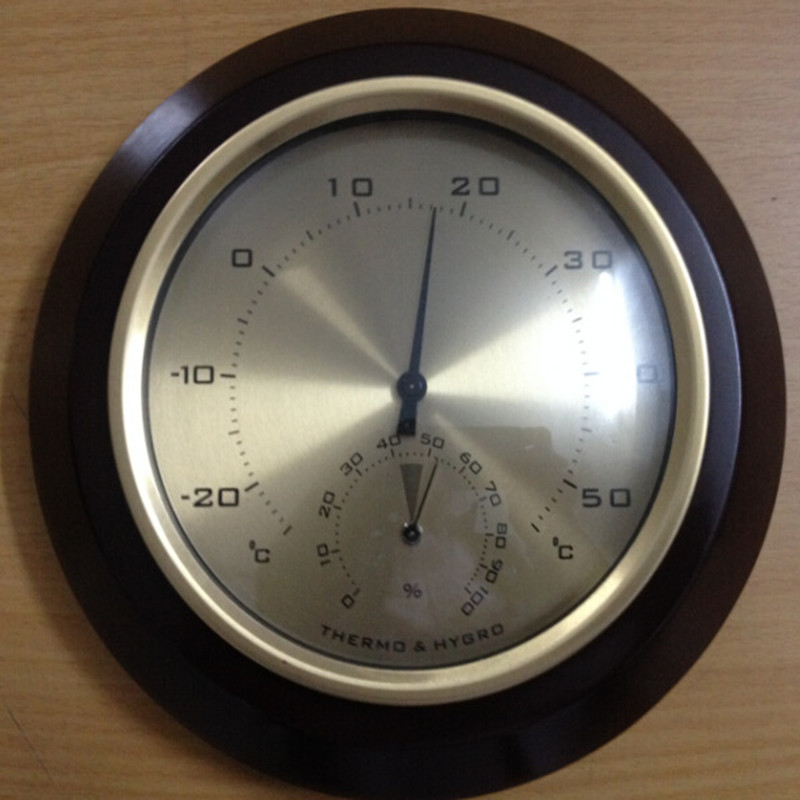 制做高次级红木铝指针式温度机械式双金属湿度计2合1年会礼品订