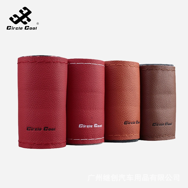 Автомобиль Four Seasons Универсальный кожаный прошитый вручную чехол на руль Полное покрытие Слой головы Яловая кожа Перфорированная ручная вышивка Удобный дышащий