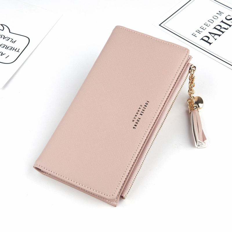 2021 new ladies wallet long Korean fashion Cross pattern tassel zipper coin purse spot wholesale