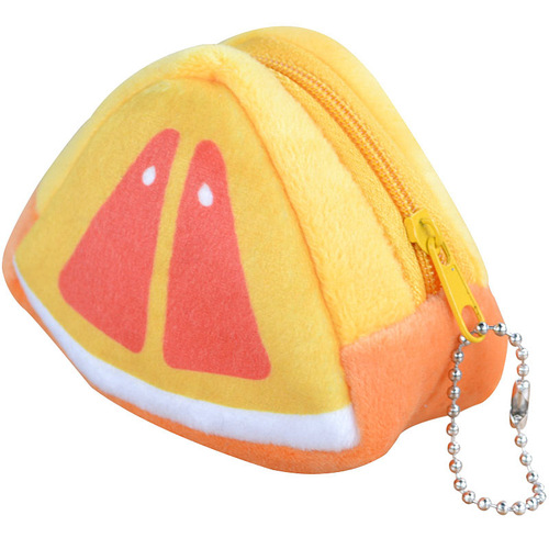 Cartoon children's holiday gift creative plush three-dimensional triangle fruit coin purse coin bag key bag pendant