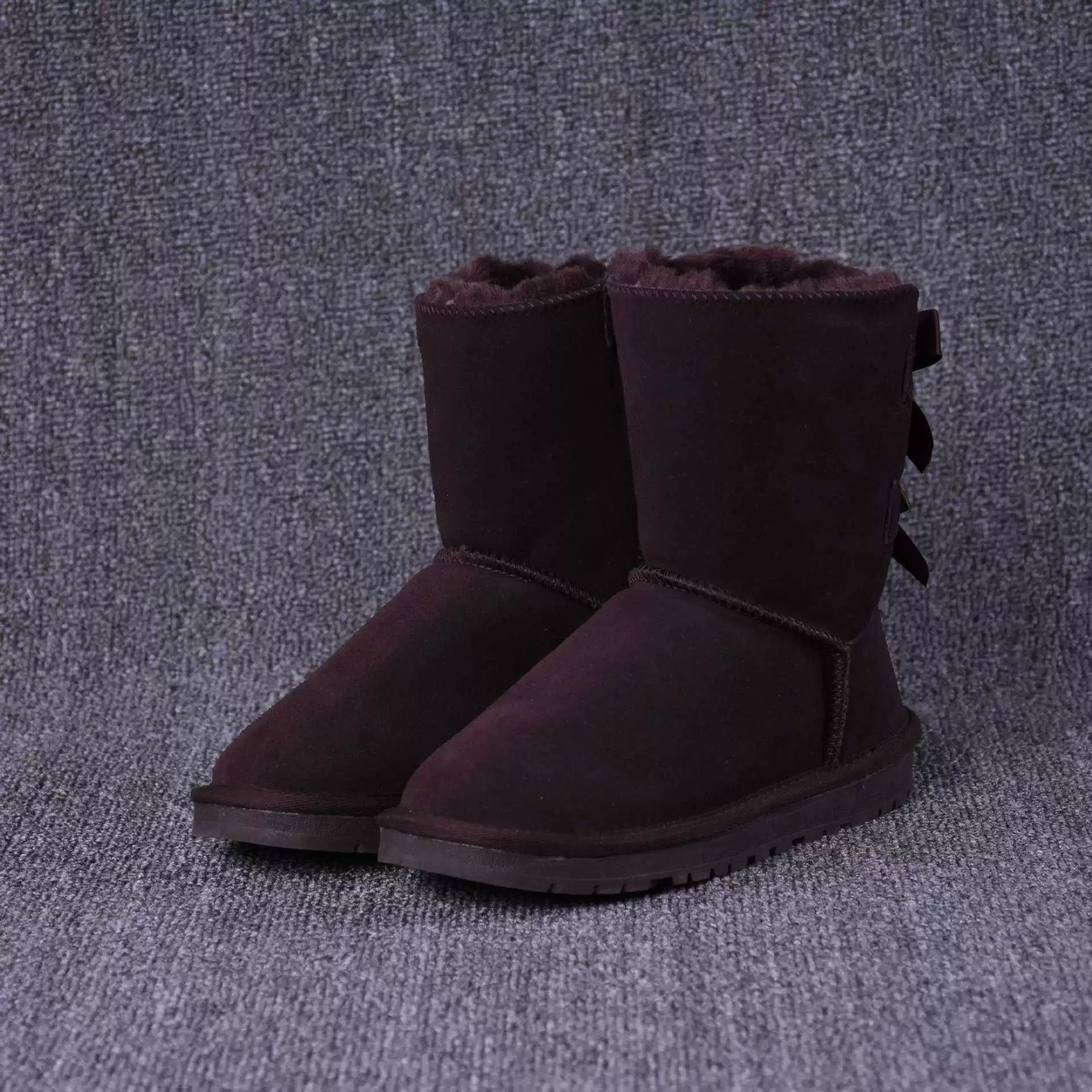 Keep warm boots with bow, wholesale, mid-length, genuine leather, plus size