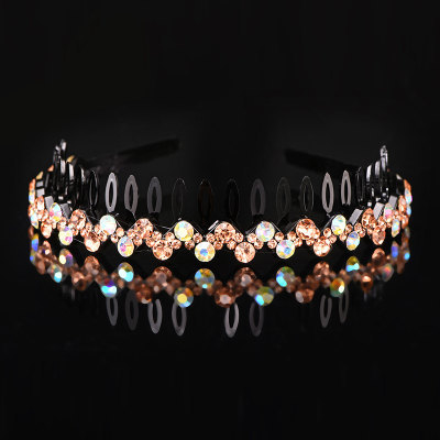 Estilo coreano nueva dentada antideslizante rhinestone diadema moda simple venta caliente onda cristal diadema horquilla tocado