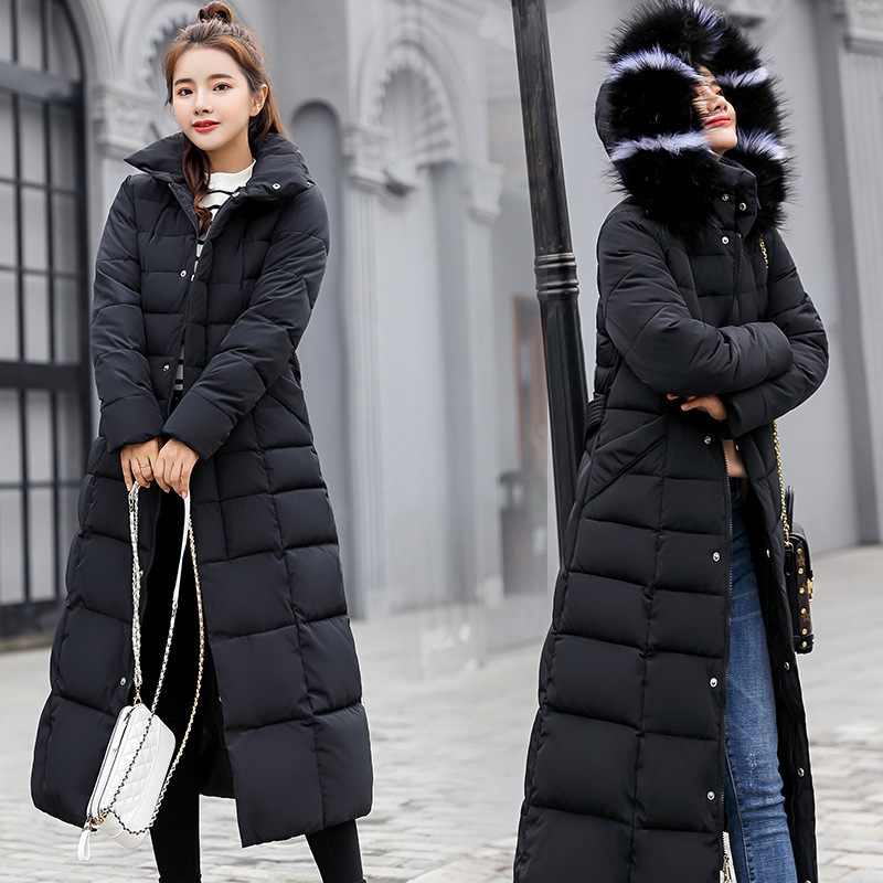 Women's Long Cotton-Padded Outwear over the Knee 2025 New Winter Clothing Korean Style Belted Slim down Cotton-Padded Jacket for Women
