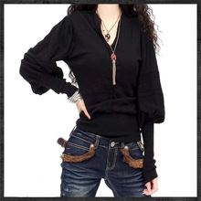 阿卡女装秋冬新款灯笼袖羊毛衫套头宽松毛衣针织衫爆款羊毛衫 女