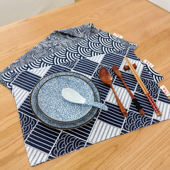 New Chinese style dark blue Western place mat gourmet photo background cloth napkin baking props plaid fabric tablecloth