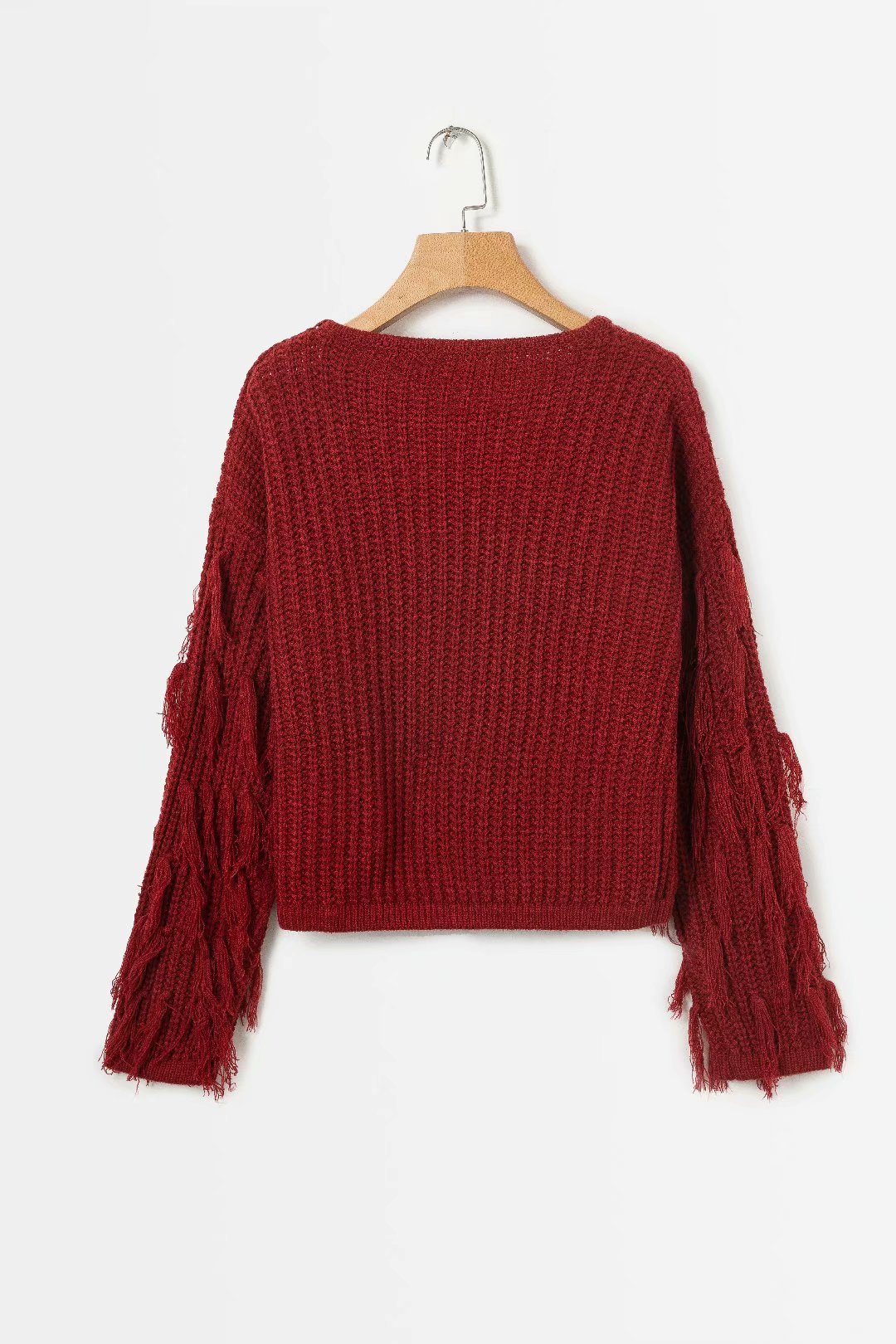 Suéter de Punto para Mujer, Estilo Europeo y Americano, Otoño/Invierno 2026, Nuevo, con Mangas con Borlas, Cuello Redondo, Versátil, Holgado