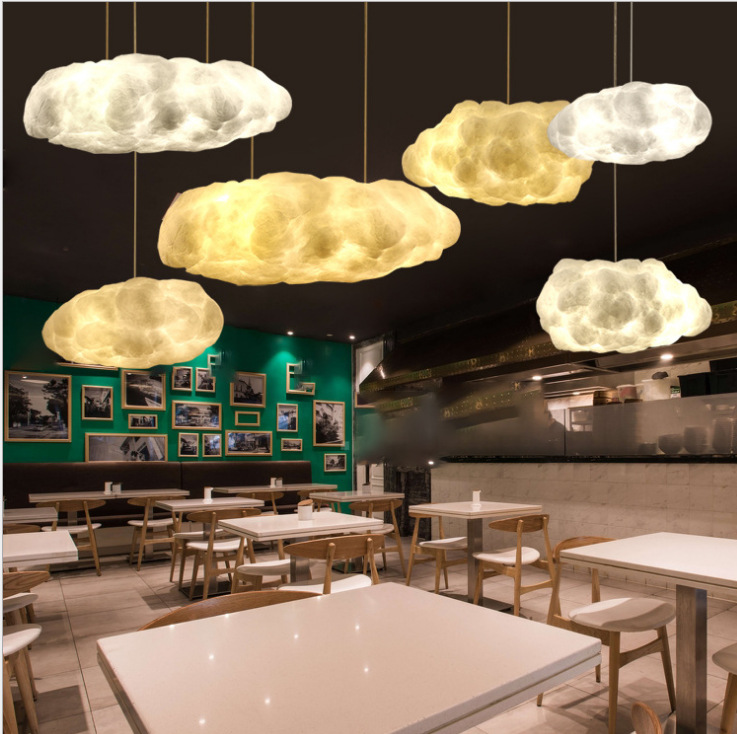 Nube de algodón nórdico LED lámpara restaurante tienda de ropa Barra de vino decoración de la ventana creativa simple lámpara de nube blanca