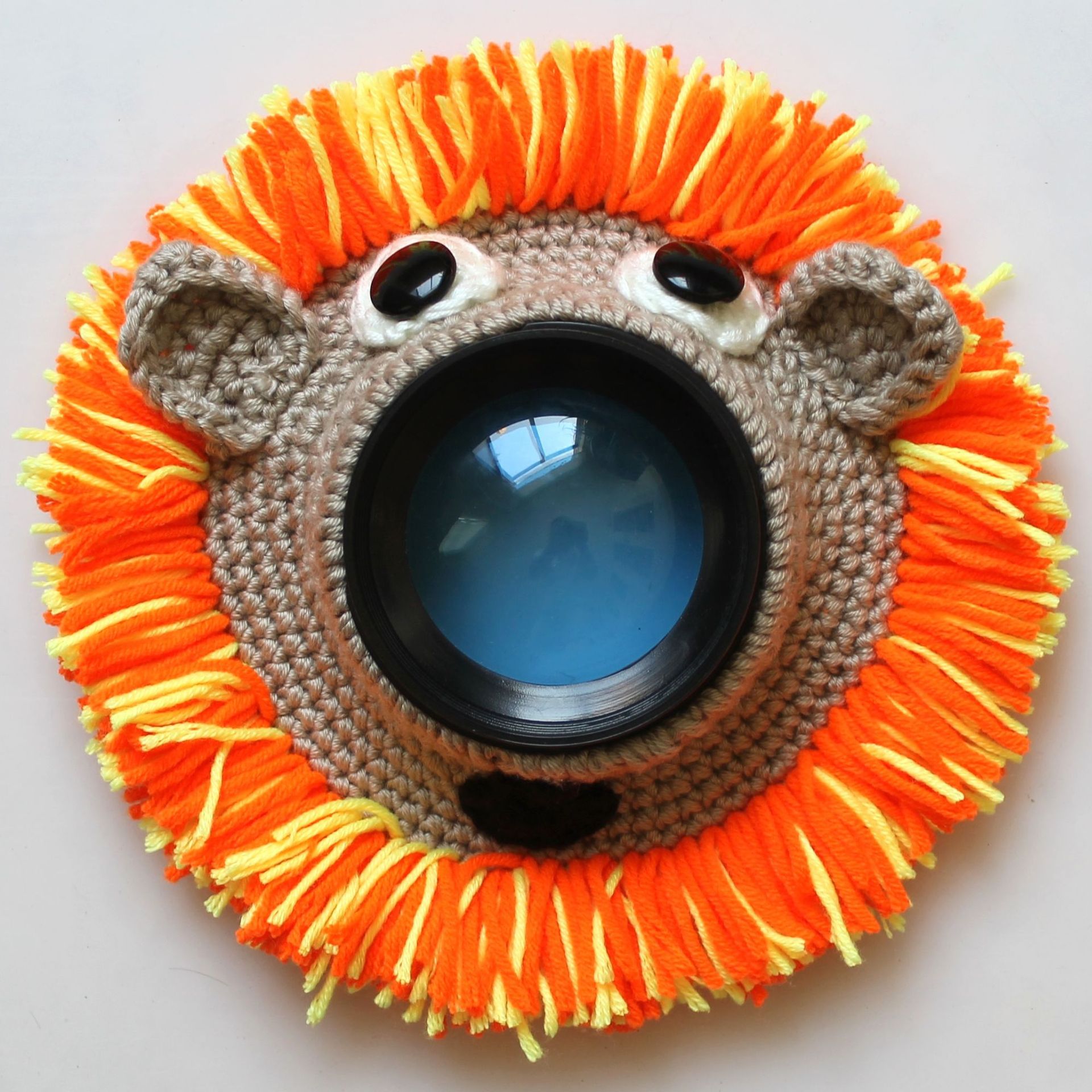 Nueva lente de la Cámara tejida hecha a mano anillo decorativo colgante bebé foto lente de dibujos animados decorativo muñeca guía