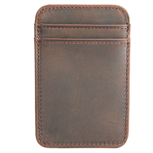 Retro Crazy Horse first-layer cowhide short card holder men's genuine leather bank card holder ultra-thin mini business card holder