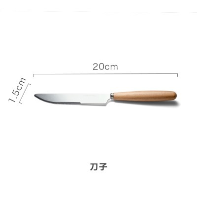 Hogar mango de madera de acero inoxidable 304 tamaño comedor cuchillo tenedor cuchara palillos cocina portátil suministros vajilla mango de madera creativa