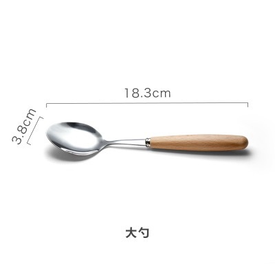 Hogar mango de madera de acero inoxidable 304 tamaño comedor cuchillo tenedor cuchara palillos cocina portátil suministros vajilla mango de madera creativa