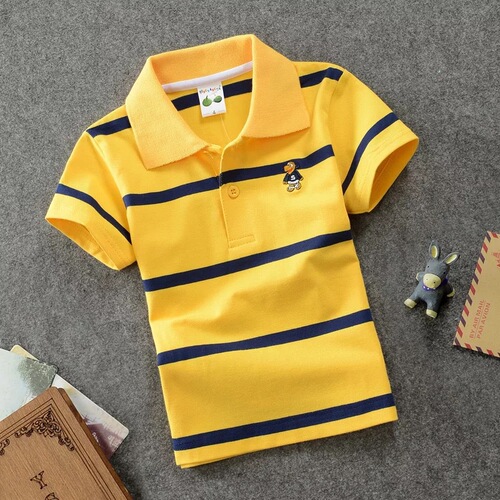 kids children's t-shirt summer clothing new children's cotton striped short-sleeved polo shirt lapel small and medium-sized children's factory direct sales