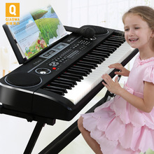 俏娃宝贝儿童电子琴初学者入门智能灯光教学61键钢琴外接USB话筒