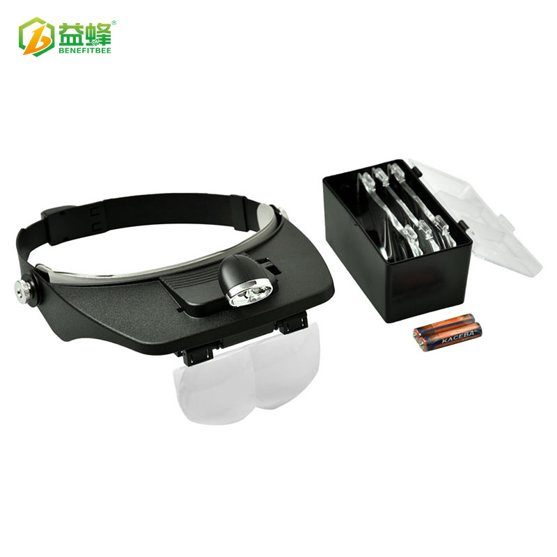 头戴式LED灯放大镜 育王移虫高倍放大 便携式头盔放大灯 养蜂工具