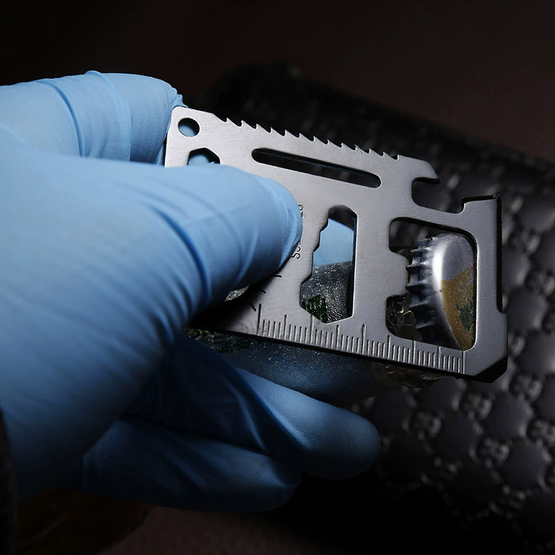 Multifunctional tool card, 420 stainless steel, credit‑card size, 11 functions