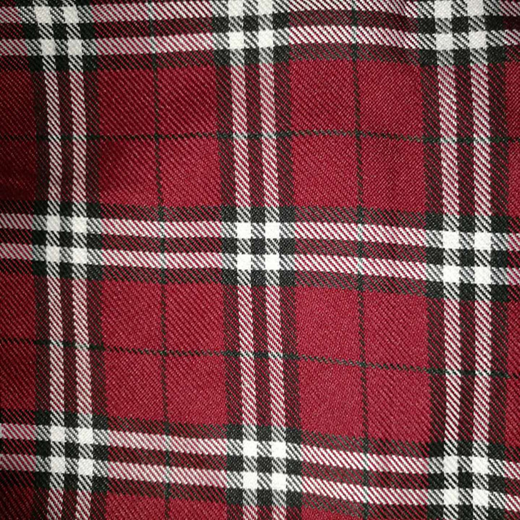 现货供应斜纹中长格子布 涤棉校服面料