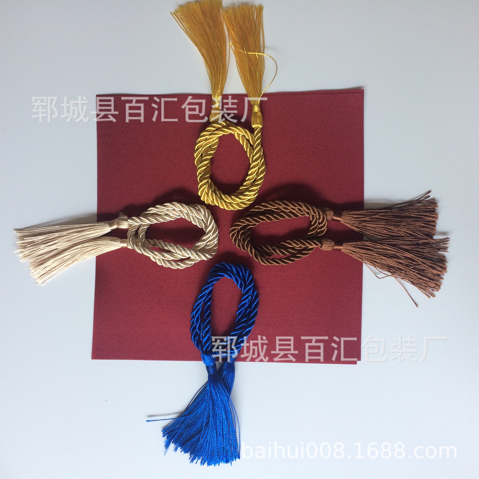 联系拿样 酒瓶酒坛盖头绸布条 双球窗帘金黄色流苏吊穗小绑带绳子