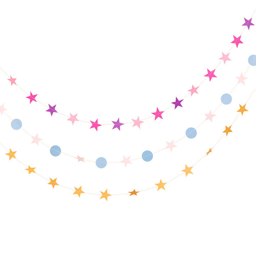 Cross-border birthday party decorations, five-pointed star paper bunting flags, wedding decorations, hot stamping star flags, hanging decorations, wholesale