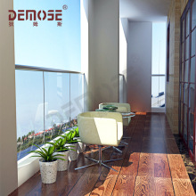 厚度12mm海景大阳台无立柱玻璃栏杆 不锈钢方管立柱扶手玻璃护栏