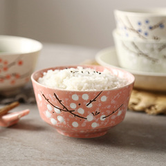 4.5-inch Japanese hand-painted underglaze ceramic tableware for home and restaurant universal small soup bowl, eating bowl and rice bowl