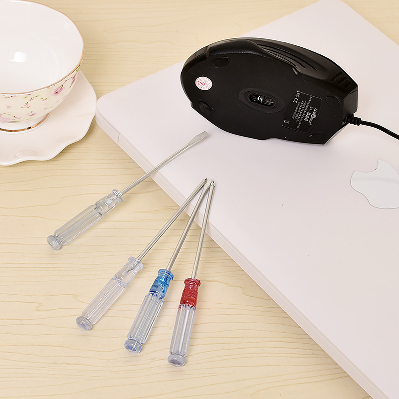 笔记本螺丝刀 水晶透明柄小起子 3寸13cm一字梅花十字平口螺丝