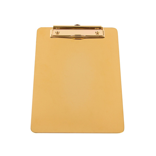 Gold stainless steel writing board folder menu folder metal A4 writing board record pad file folder