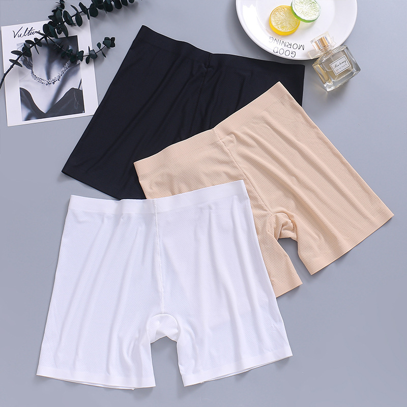 Ice silk seamless sexy boxer underwear women's anti-walking curling three-point safety pants thin insurance pants factory outlet