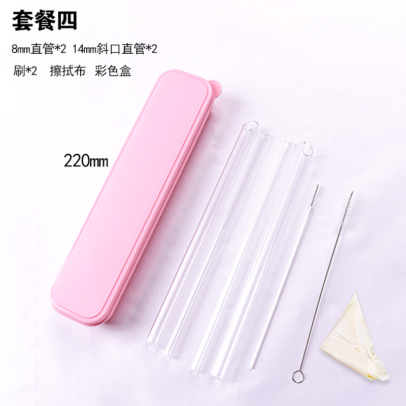 Envases perforados de vidrio puntiagudo color de paja resistente a altas temperaturas leche perla tienda de té jugo bebida paja
