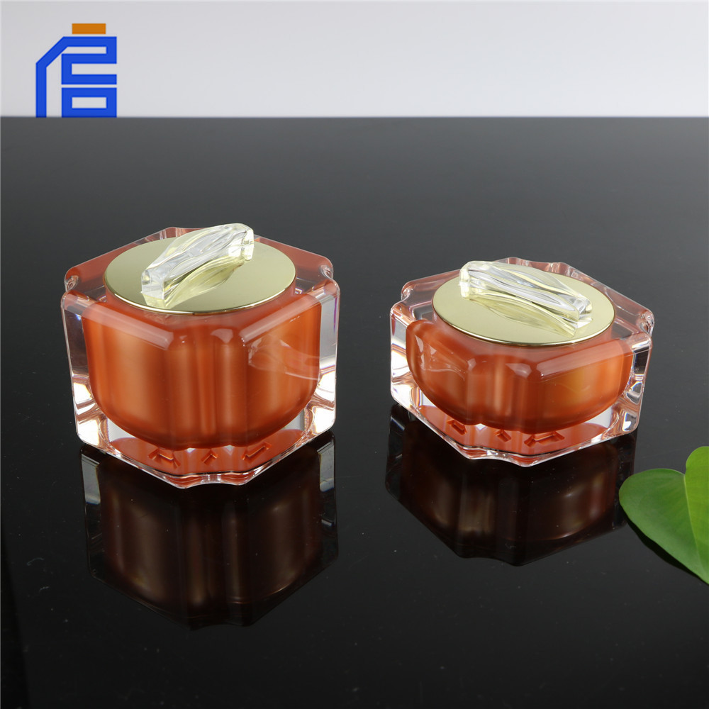 现货供应50克韩版新款四方瓶 凹角亚克力膏霜瓶眼霜瓶韩式南瓜瓶